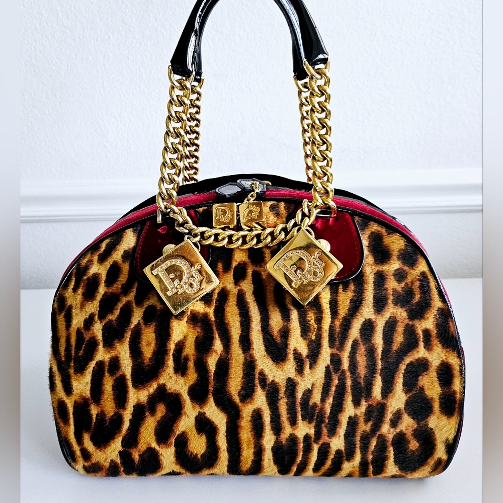 Dior Leopard Print Bag with Gold Accents